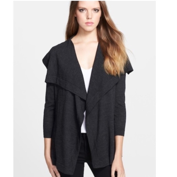 Theory Womens Maritza B Preen Open Wool Cardigan Sweater Size Large Dark Gray - Picture 11 of 11